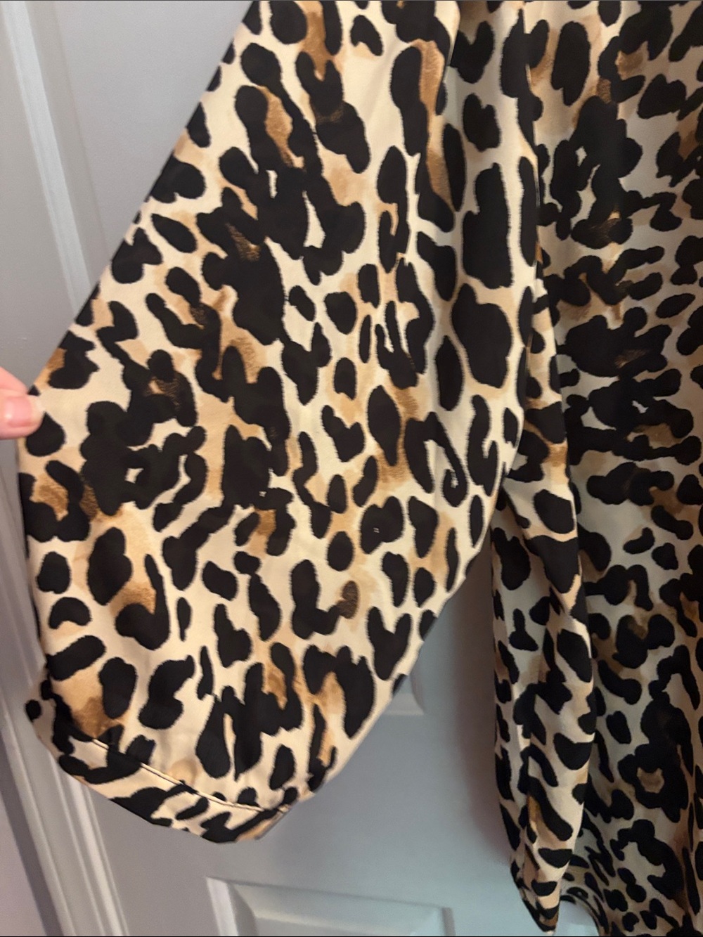 Rose & Olive Leopard Print V-Neck Blouse in Beige, Black and Brown - Picture 3 of 4